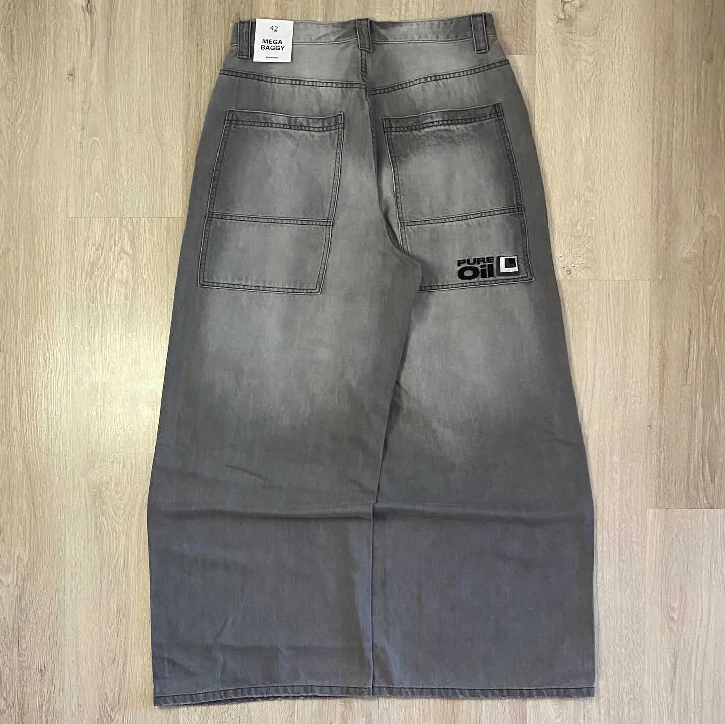 American Fashion New Black Old Washed Holes Baggy Jeans Ladies