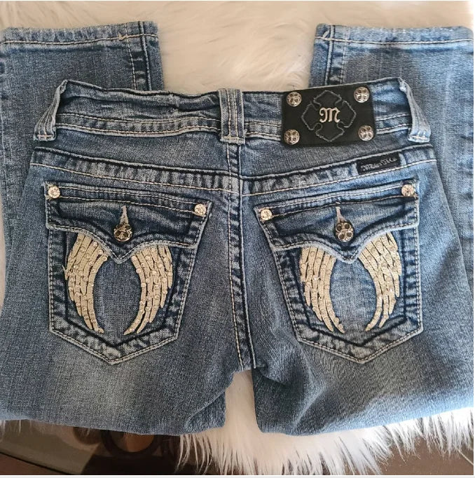 Retro Centipede Embroidery Pattern Oversized Wide-Leg Pants